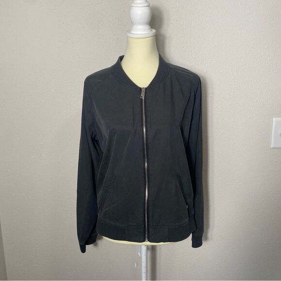 Outerwear Lyocell Lightweight Zipper Front Coat In Charcoal Gray Women's Size 10 - Picture 13 of 15